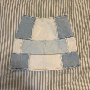 PACSUN Denim Patchwork Mini Skirt!